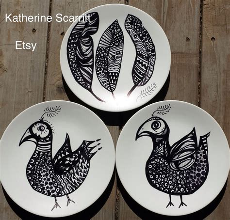 hand decorated plates  katherine scarritt  etsy flickr