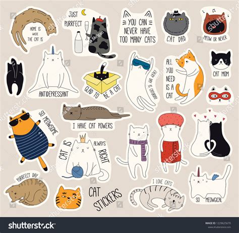 set cute funny stickers color doodles stock vector royalty