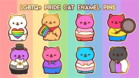 cute lgbtq pride cat enamel pins by paws of pride