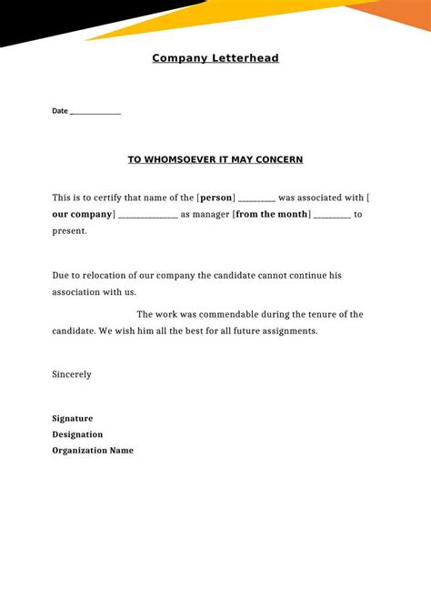 manager experience letter certificate template   word docx