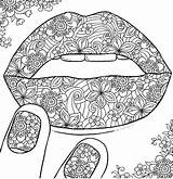 Coloring Pages Nail Lips Nails Colouring Adult Printable Lip Mandala Color Kids Online Nature Popular Info Colormatters Floral sketch template