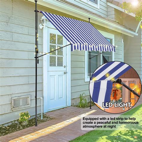 buy lafuria  manual retractable patio awning shade shelter outdoor canopy  led light