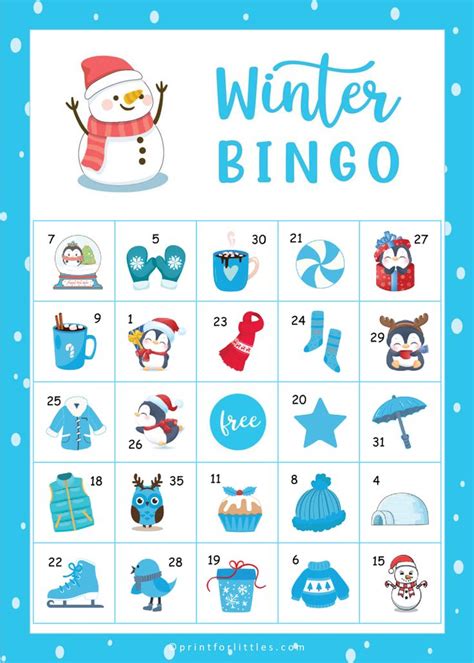 winter bingo cards  printable printable word searches
