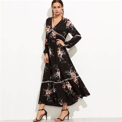 Women Clothing Maxi Dress With Sleeves Floral Maxi