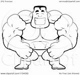 Buff Cartoon Guy Super Muscular Happy Hero Coloring Outlined Clipart Vector Illustration Lineart Male Giving Two Thumbs Thoman Cory Royalty sketch template