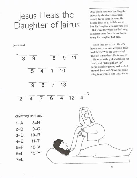 jairus daughter coloring page   jairus  daughter puzzle kids