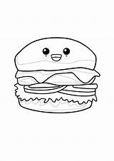 Coloring Burger Cheeseburger Hamburger Coloring1 Fries sketch template