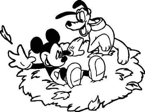 disney mickey autumn coloring page