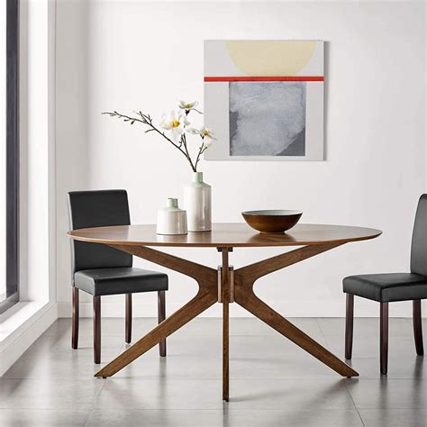 mid century modern oval dining table  star base stylish furniture