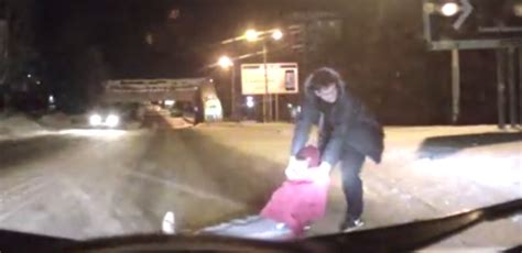 drunk russian woman caught on dashcam being dragged to side of the road like roadkill metro news