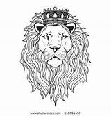 Lion Crown Head Vector Tattoo King Coloring Illustration Sketch Drawing Wearing Shutterstock Stock Template Pages Choose Board Logo sketch template