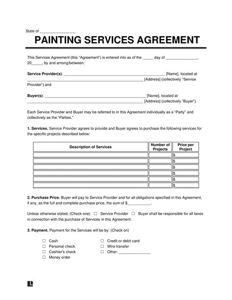 painting contract template  word legal templates