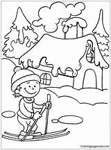 Coloring Winter Pages Season Kids Drawing Ski Seasons Skiing Color Time Ride Printable Greetings Four Print Nature Bestcoloringpages Drawings Colouring sketch template