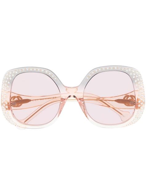 Gucci Eyewear Crystal Embellished Square Frame Sunglasses Farfetch