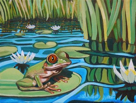 frog painting   original animal painting cute canvas paintings