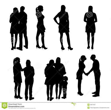 Set Of Silhouette People Vector Illustration Stock