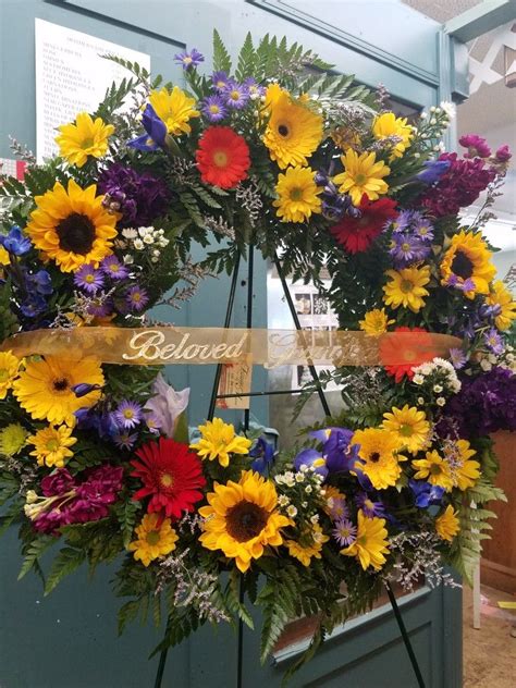 mixed wild masculine wreath wreaths altar flowers funeral flowers