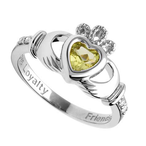 irish ring  white gold diamond love loyalty friendship birthstone