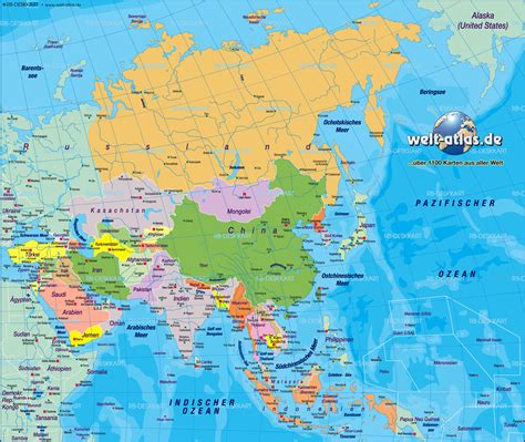 karte von asien weltkarte politisch uebersichtskarte regionen der