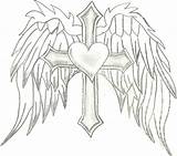 Cross Heart Wings Drawing Drawings Coloring Pages Hearts Tattoo Crosses Rose Choose Board Cool Pencil Tattoos sketch template