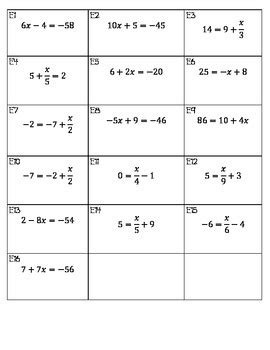 solving  step equations matching worksheet  arithmetalk tpt