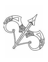 Zodiac Coloring Signs Sagittarius Sign Tribal Curvy sketch template