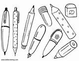 Supplies School Coloring Pages Eraser Printable Kids Adults Color sketch template