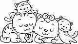 Family Cat Coloring Pages Gingerbread Printable Animal Getcolorings Color Print sketch template