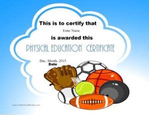 physical education certificates education certificate   pe