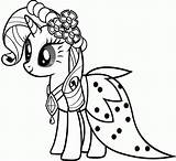Coloring Pony Little Pages Rarity Dress Print sketch template