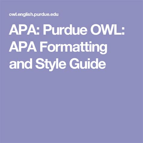 purdue owl  formatting  style guide writing lab student