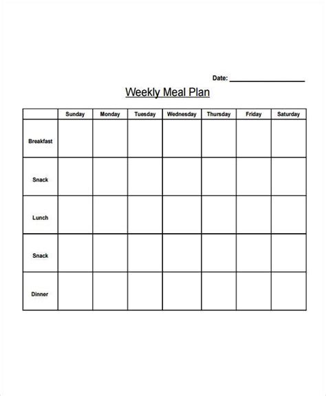 diet plan templates  sample  format