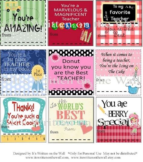 teacher appreciation cards  printable  color