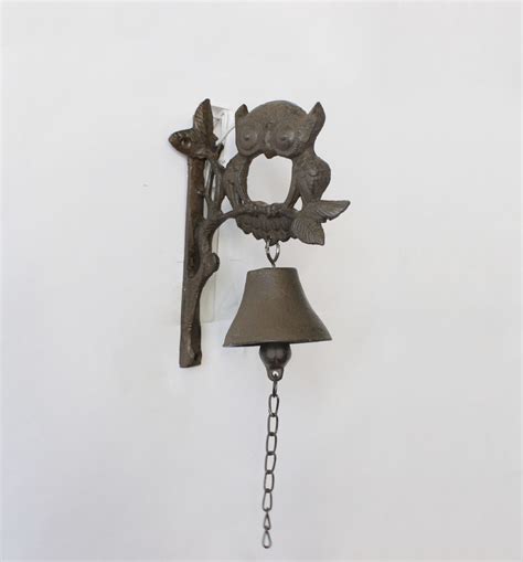 abstract owl shaped cast iron hanging door bell for garden decoration