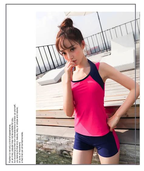 Wb459 South Korea Patchwork Swimsuit Sport Woman Small Breasts