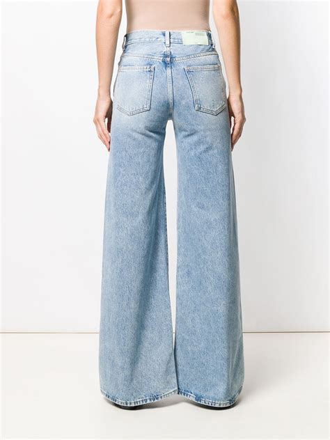 off white calça jeans pantalona cintura média farfetch wide leg