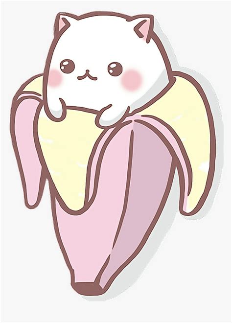 kawaii cute anime cat clipart png  kawaii cat  banana