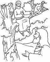 Coloring Zacchaeus Jesus Sermons4kids Pages Bible School Sunday Children sketch template