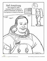Armstrong Neil Coloring Kids Moon Sheet Pages Worksheet Astronaut Scouts Education Kindergarten Ellen Ochoa Famous Read Craft History Tiger Space sketch template