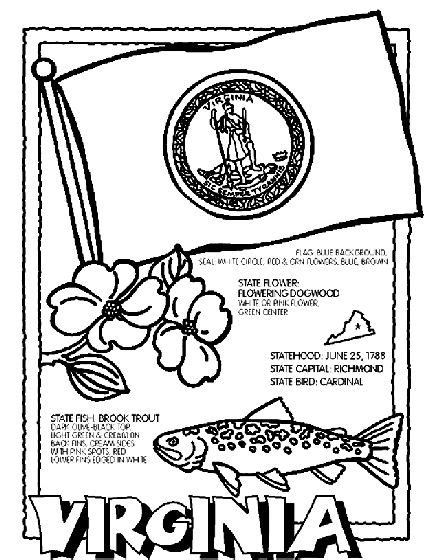 virginia coloring page flag coloring pages state symbols virginia