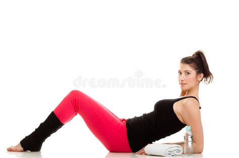 flexible girl doing stretching pilates exercise stock