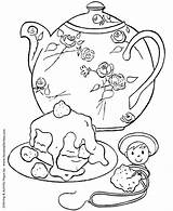 Coloring Pages Tea Party Teapot Birthday Kids Cake Print Printable Color Cup Teacup Book Colouring Parties Honkingdonkey Time Adult Princess sketch template