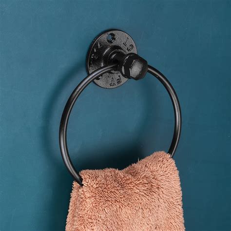 black towel ring bathroom hand towel holder modern circle towel hanger wall mounted sturdy