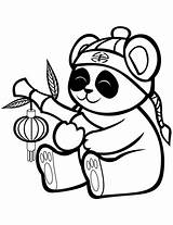 Panda Coloring Pages Cute Bamboo Printable Cartoon Lantern Bear Print Drawing Giant Preschoolers Paper Categories sketch template