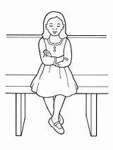 Girl Bench Nursery Lds Reverence Primary Sacrament Young Print Meeting sketch template