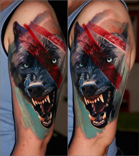 Snarling Wolf Tattoo On Shoulder Best Tattoo Ideas Gallery