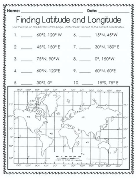 grade latitude  longitude worksheets  answers thekidsworksheet
