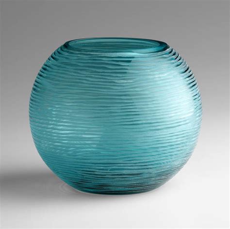Large Round Aqua Glass Vase By Cyan Design