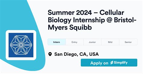summer  cellular biology internship  bristol myers squibb simplify jobs
