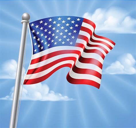 Royalty Free American Flag Pole Clip Art Vector Images
